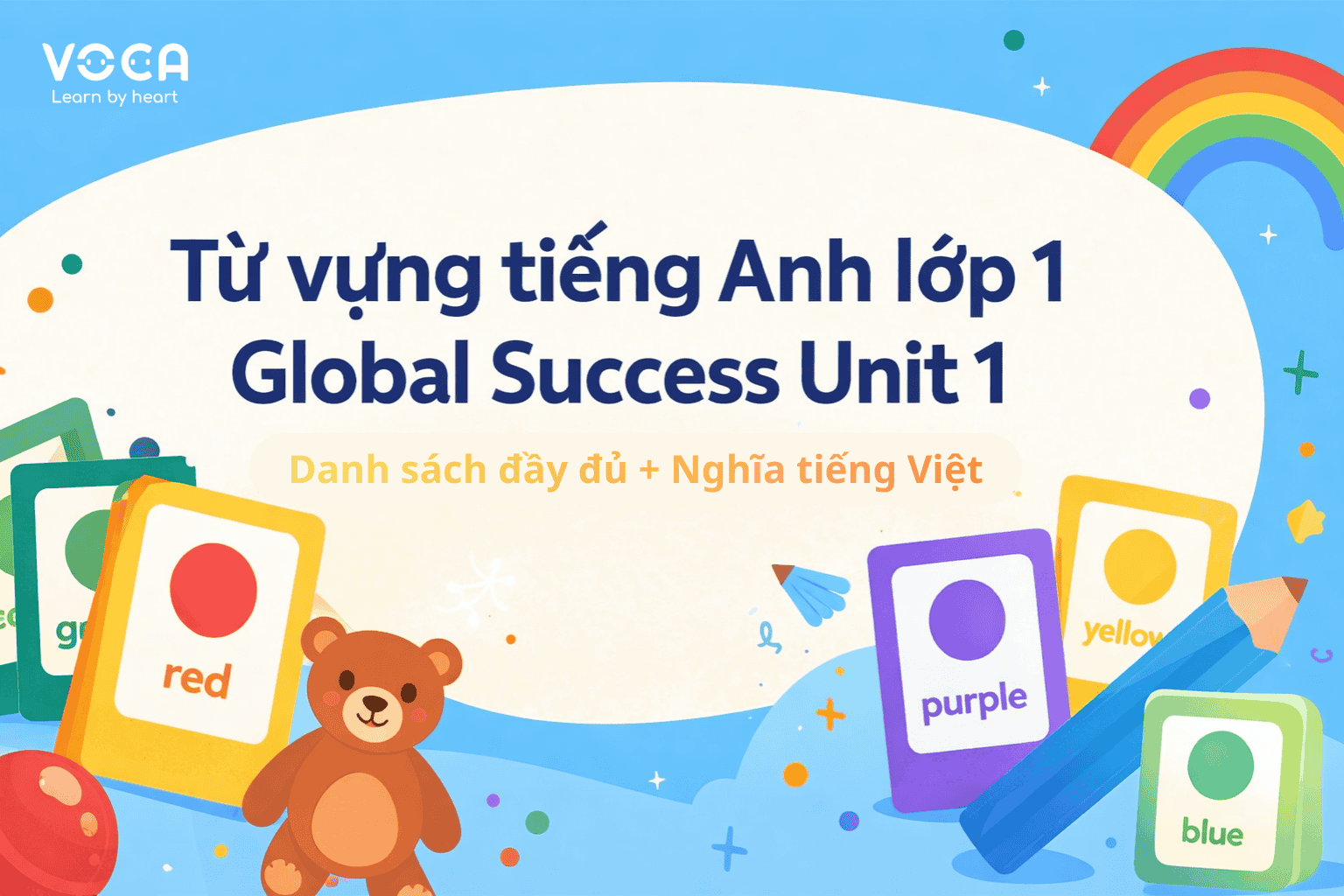 Từ vựng tiếng Anh lớp 1 Global Success Unit 1 | Danh sách đầy đủ + nghĩa tiếng Việt